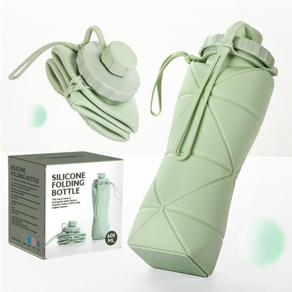 Collapsible Water Bottle 600ml - Silicone, BPA-Free, Leak-Proof Travel Bottle for Outdoor, Sports & Gym