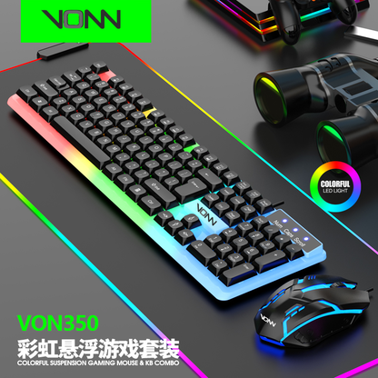 VONN 350 RGB Gaming Keyboard & Mouse Combo – Wired, 104 Keys, PC Desktop