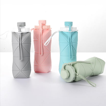 Collapsible Water Bottle 600ml - Silicone, BPA-Free, Leak-Proof Travel Bottle for Outdoor, Sports & Gym