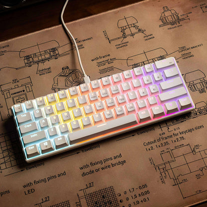RGB Backlit 60% Mechanical Keyboard - Compact 61 Key Wired Gaming Keyboard for PC, White (Rainbow LED)